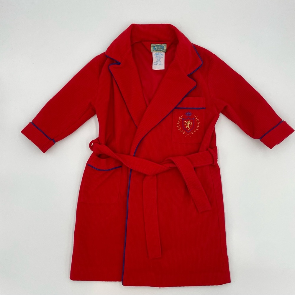 Vintage Tom &‎ Jerry Robe Child's Red Bathrobe Girl Boy Kid Size 5 Bath Belted